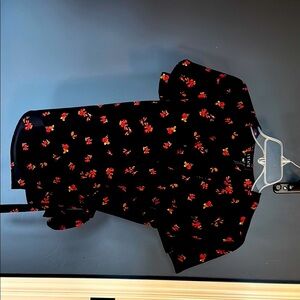 Black Floral Wrap Dress